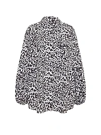 Beachwear Voile Oversized Button-Front Shirt