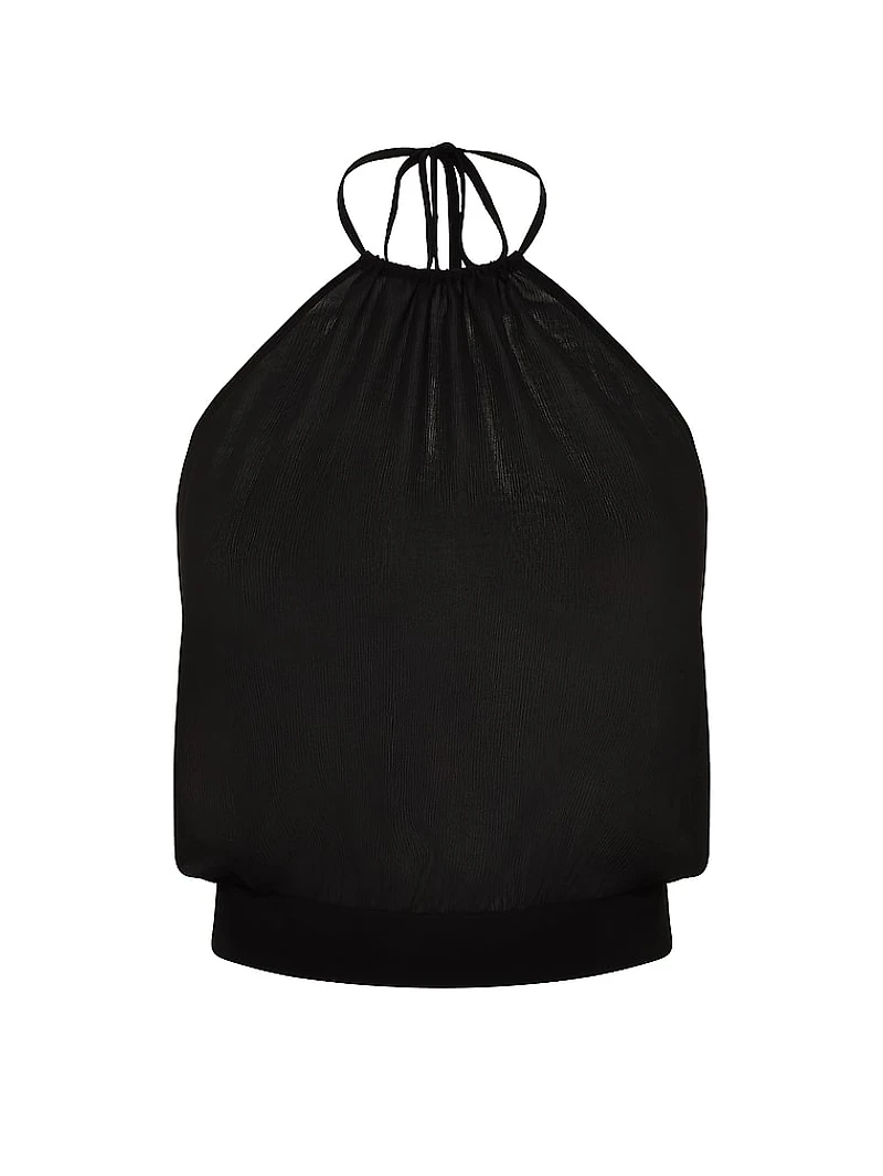Beachwear Sheer Crinkle Halter Top