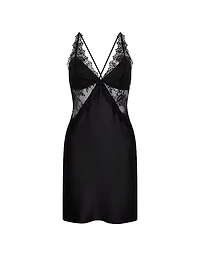 Satin Rose Lace Mini Slip Dress