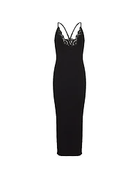 Pointelle Rib Lace-Trim Maxi Slip Dress