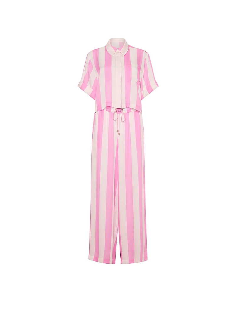 TENCEL™ Oversized Crop Short-Sleeve Long Pajama Set