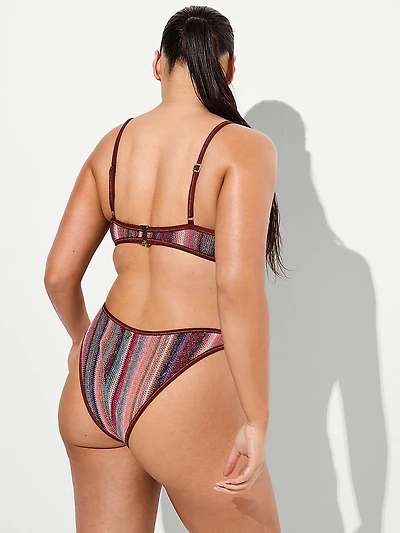 Shimmer Stripe Knit Brazilian Bikini Bottom