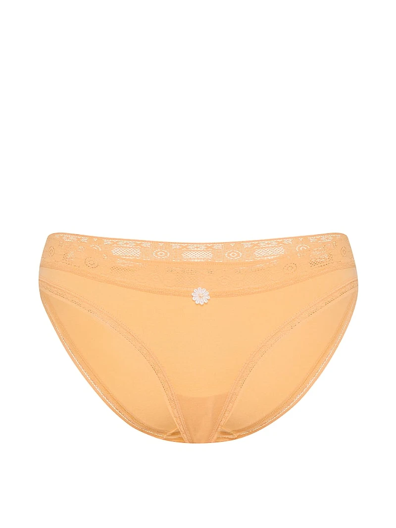 Cotton Lace-Waist Bikini Panty