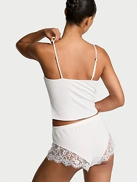 Pointelle Rib Lace-Trim Cami & Short Set