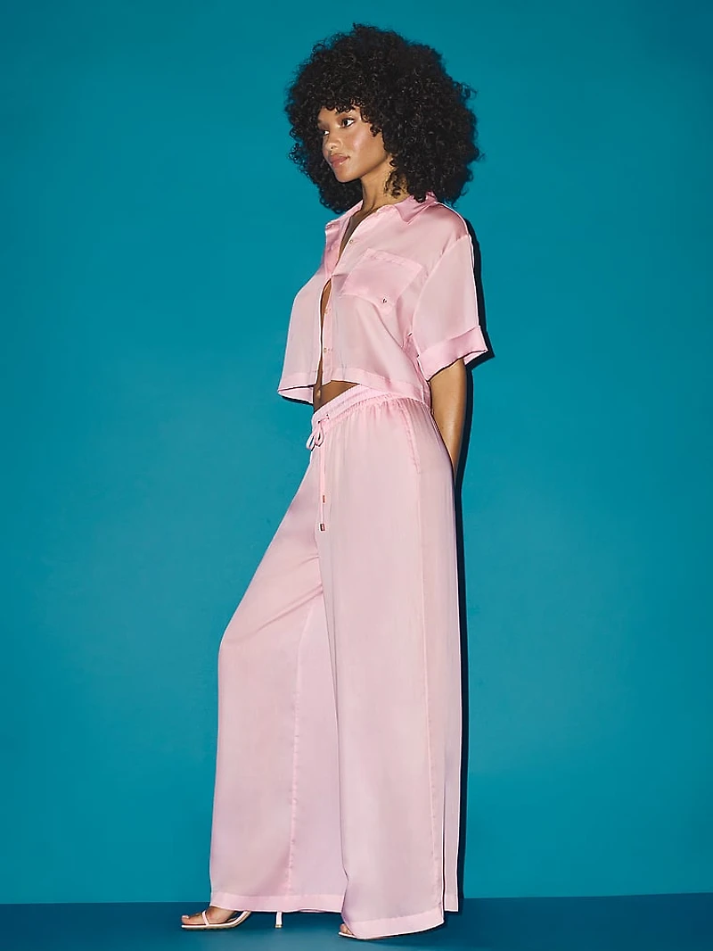 TENCEL™ Oversized Crop Short-Sleeve Long Pajama Set