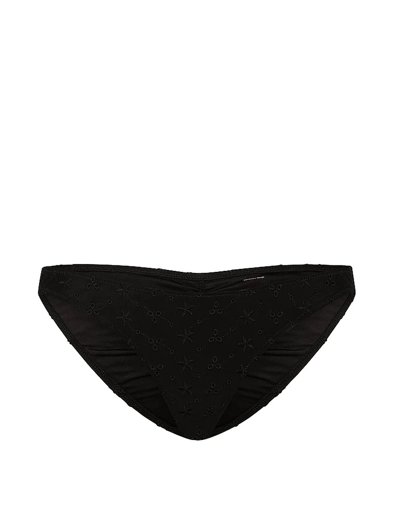 Eyelet Ruched Cheeky Bikini Bottom