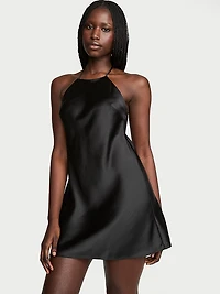 Luxe Satin Halter Mini Slip Dress