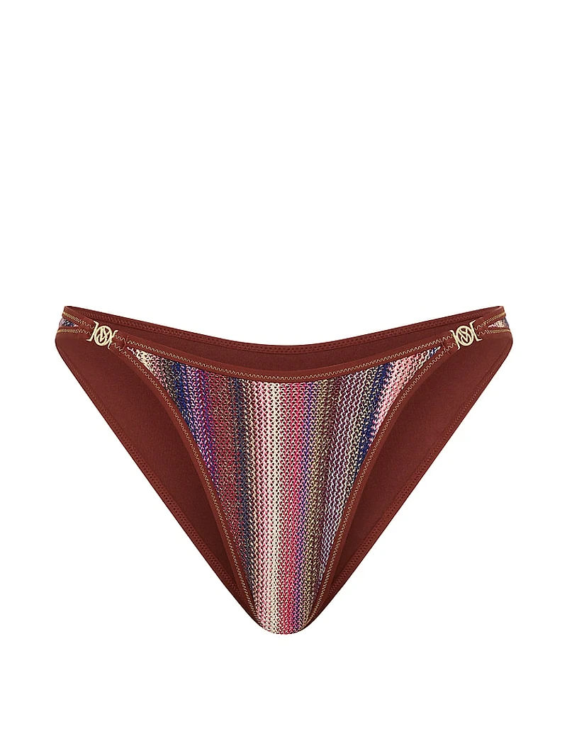 Shimmer Stripe Knit Brazilian Bikini Bottom