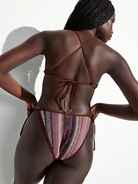 Shimmer Stripe Knit Triangle Bikini Top