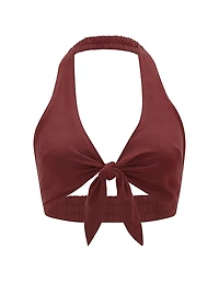 Beachwear Linen Tie-Front Crop Top