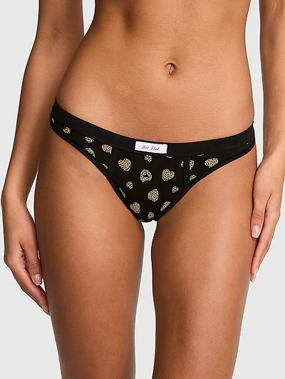 Cotton Lace-Trim Thong Panty