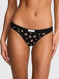 Cotton Lace-Trim Thong Panty