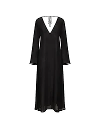 Beachwear Sheer Crinkle Plunge Caftan