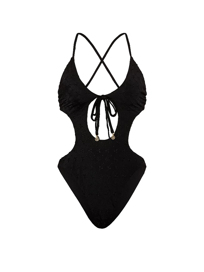 Eyelet Cut-Out Monokini One-Piece Swimsuit