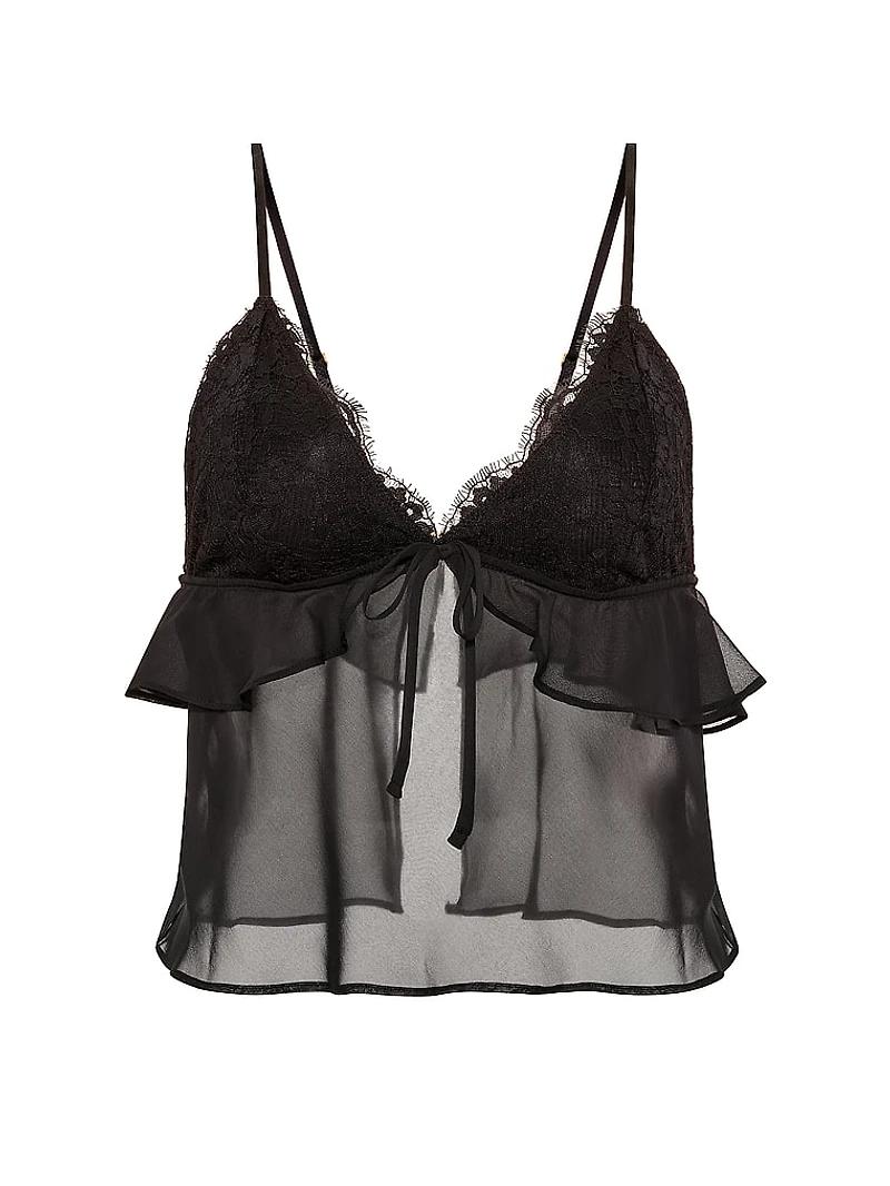 Lace & Chiffon Flutter Triangle Bra Top