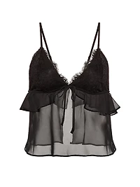 Lace & Chiffon Flutter Triangle Bra Top