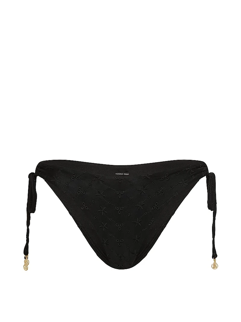 Eyelet Side-Tie Brazilian Bikini Bottom