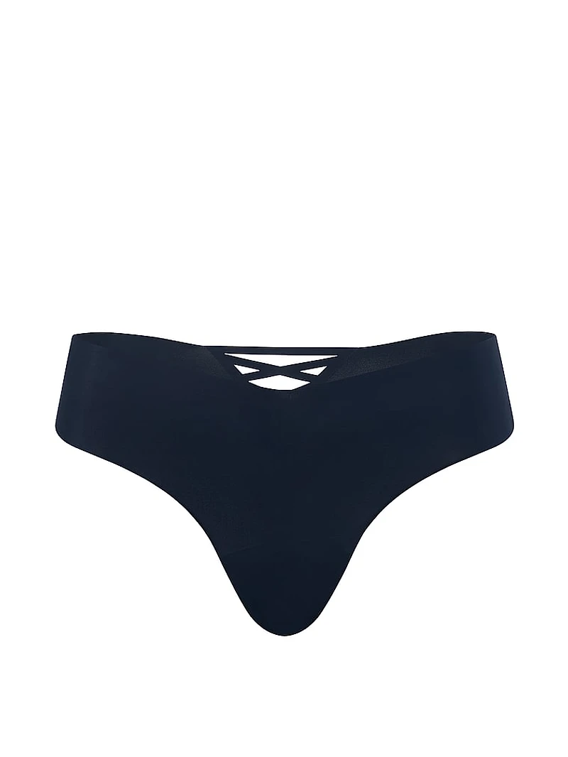 No-Show Stripe Mesh Thong Panty