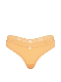 Cotton Lace-Waist Thong