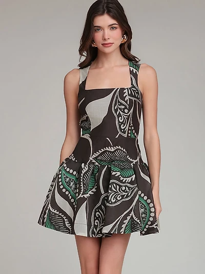 Paisley Square Neck Mini Dress