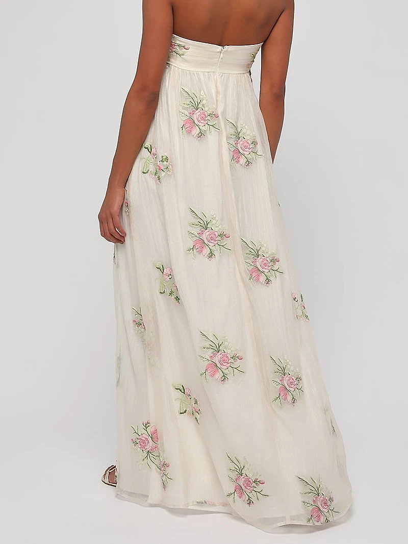Fiona Strapless Embroidered Maxi Dress