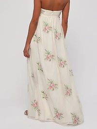 Fiona Strapless Embroidered Maxi Dress