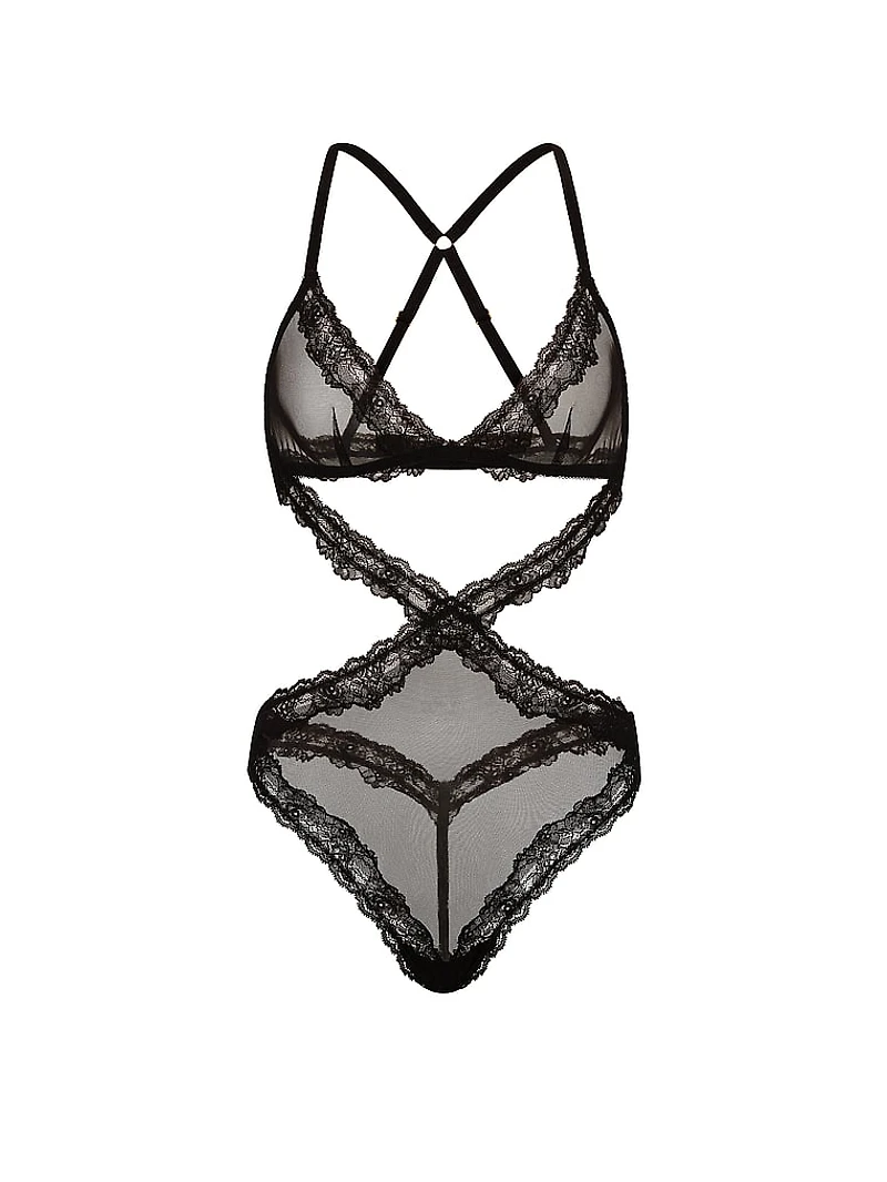 Sheer Rose Cut-Out Triangle Teddy