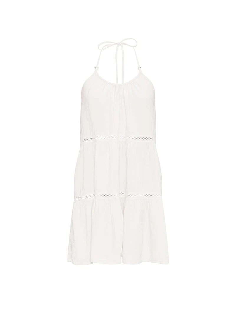 Beachwear Cotton Gauze Tiered Mini Dress