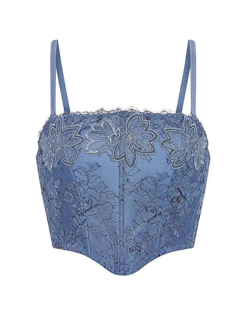 Denim Embroidery Bustier Corset Top