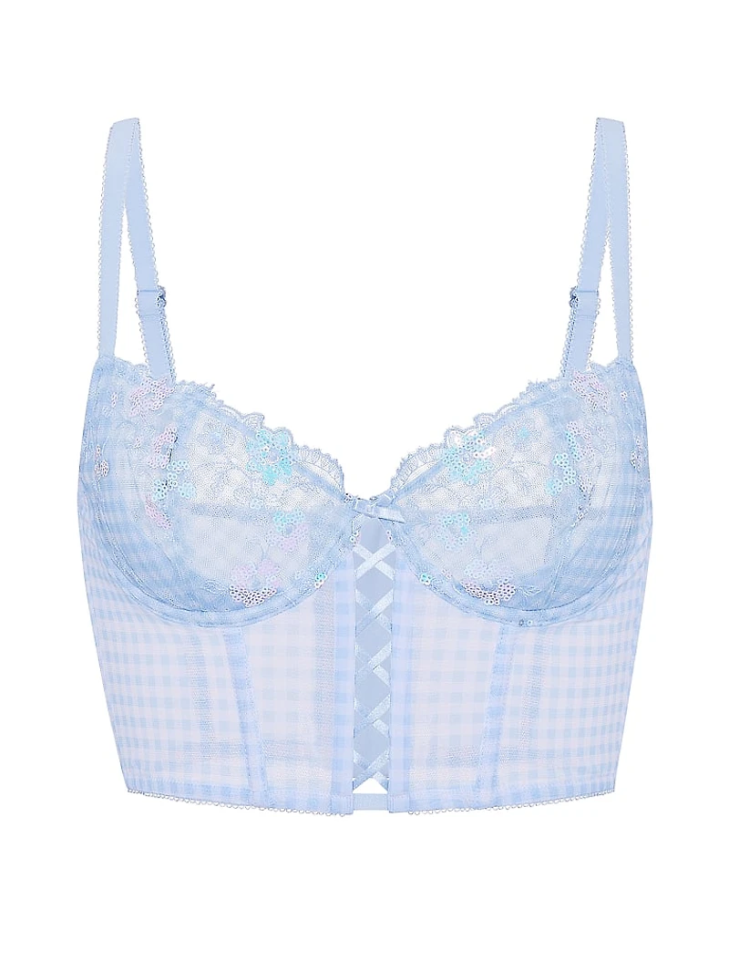 Wicked Gingham Embroidery Corset Top