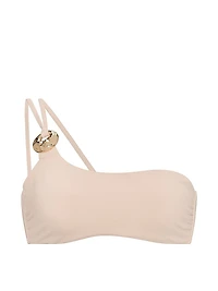 Hammered Hardware One-Shoulder Bandeau Bikini Top