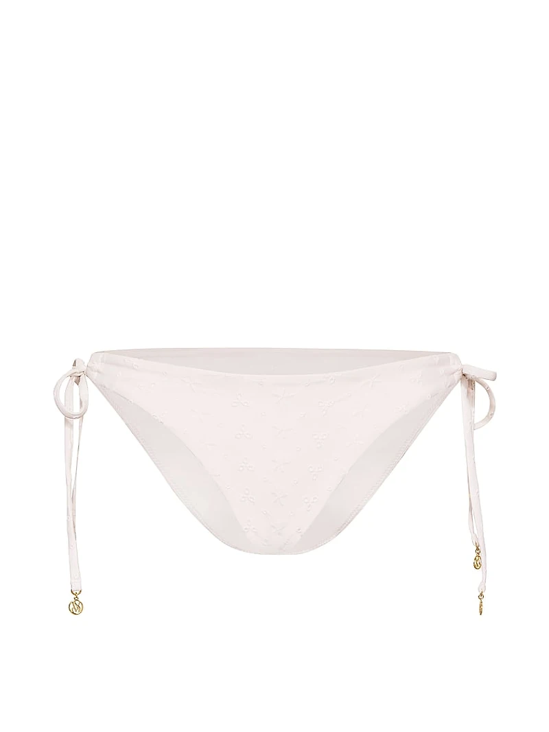 Eyelet Side-Tie Brazilian Bikini Bottom