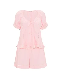 Cotton Dream Puff-Sleeve Short Pajama Set