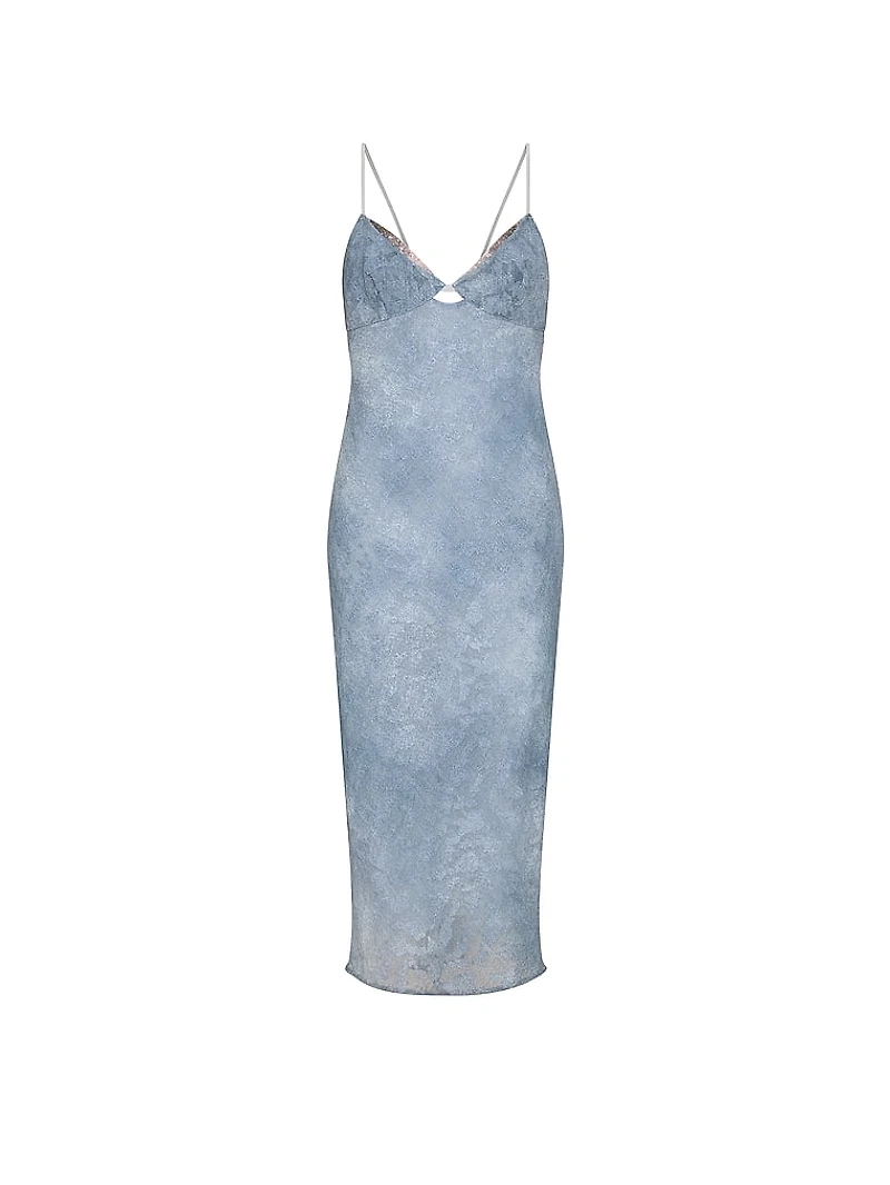 Denim Jacquard Shine Midi Slip Dress