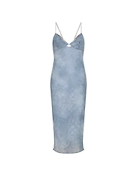 Denim Jacquard Shine Midi Slip Dress