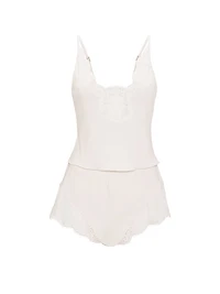 Pointelle Rib Lace-Trim Cami & Short Set