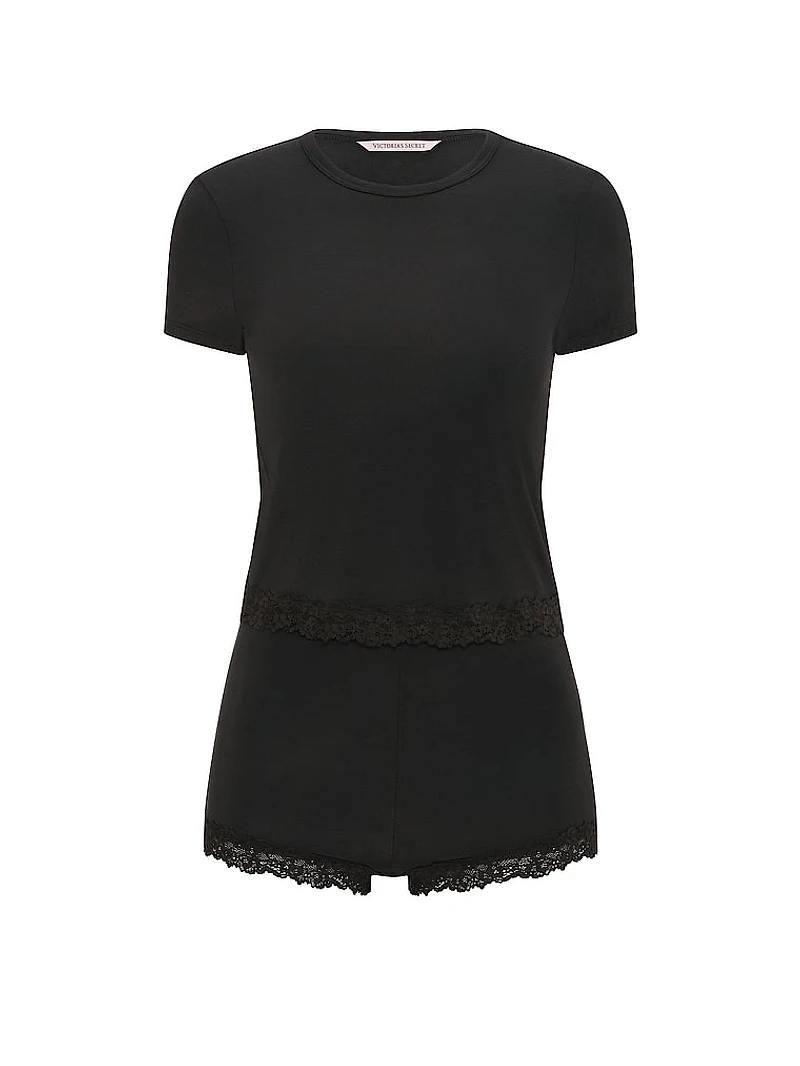 SoSoft™ Modal Lace-Trim Tee & Shortie Set