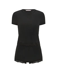 SoSoft™ Modal Lace-Trim Tee & Shortie Set
