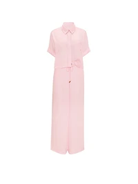TENCEL™ Oversized Crop Short-Sleeve Long Pajama Set