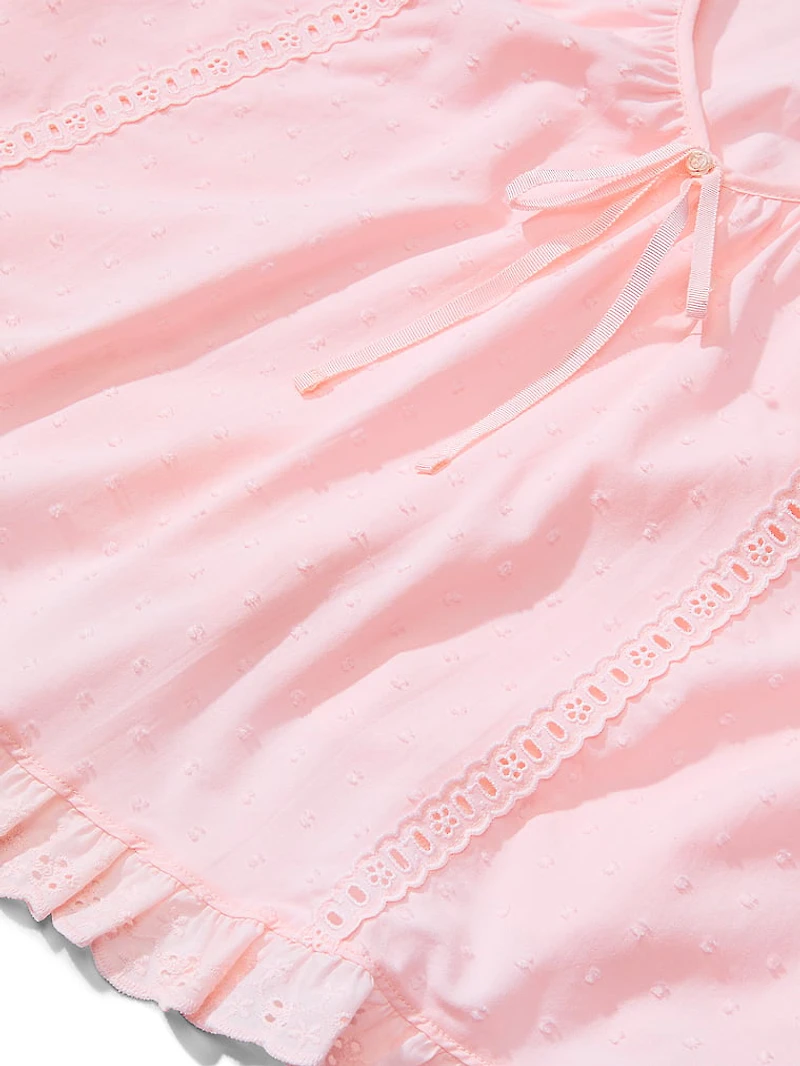 Cotton Dream Puff-Sleeve Short Pajama Set
