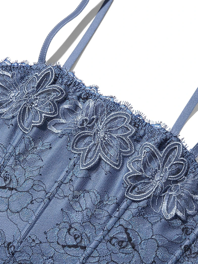 Denim Embroidery Bustier Corset Top
