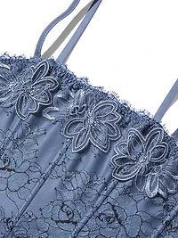 Denim Embroidery Bustier Corset Top