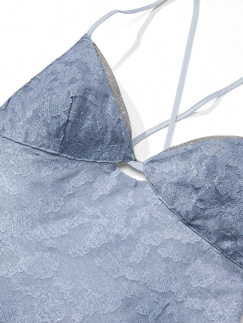 Denim Jacquard Shine Midi Slip Dress