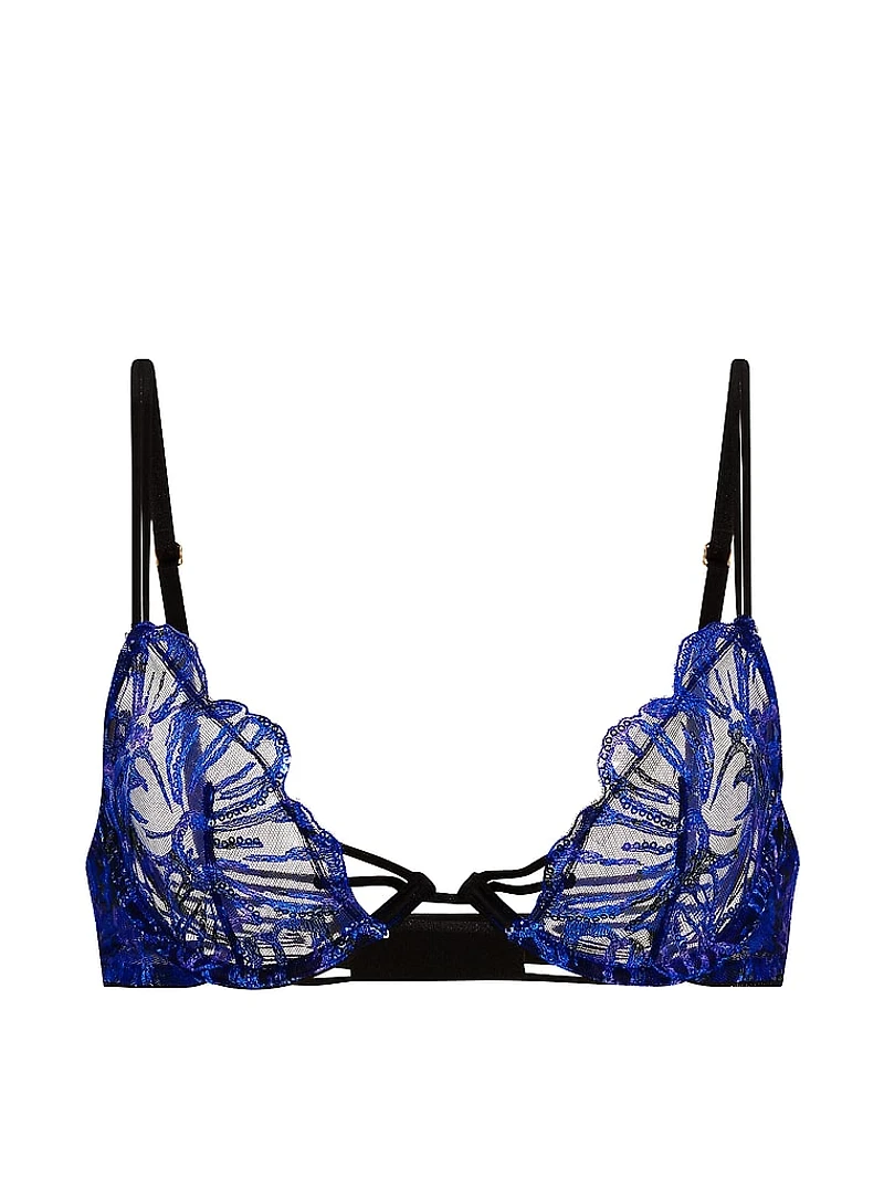 Ziggy Glam Floral Embroidery Unlined Demi Bra