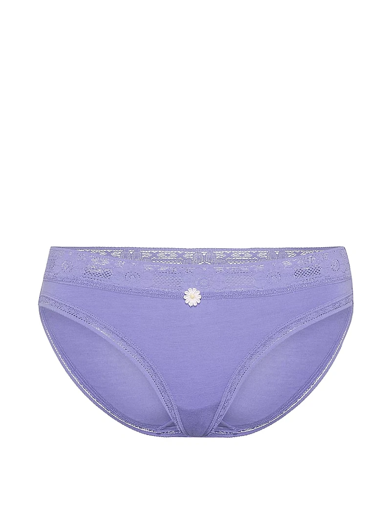 Cotton Lace-Trim Bikini Panty