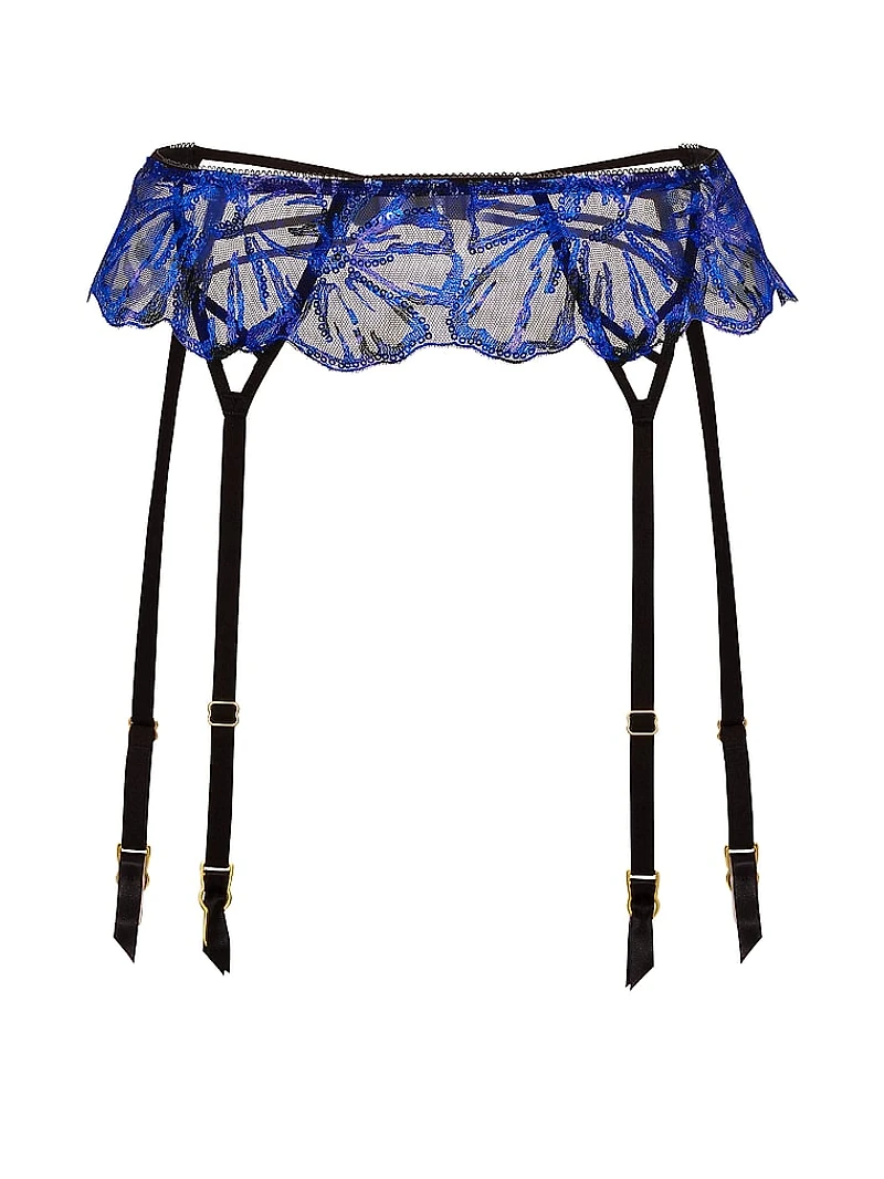 Party Floral Sequin Embroidery Garter Belt