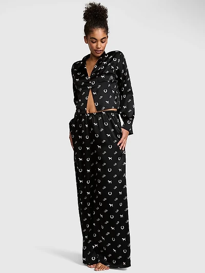 GRWPINK™ Satin Flyaway Long-Sleeve & Pants Pajama Set