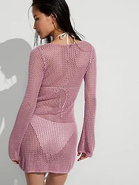 Beachwear Crochet Long-Sleeve Mini Dress