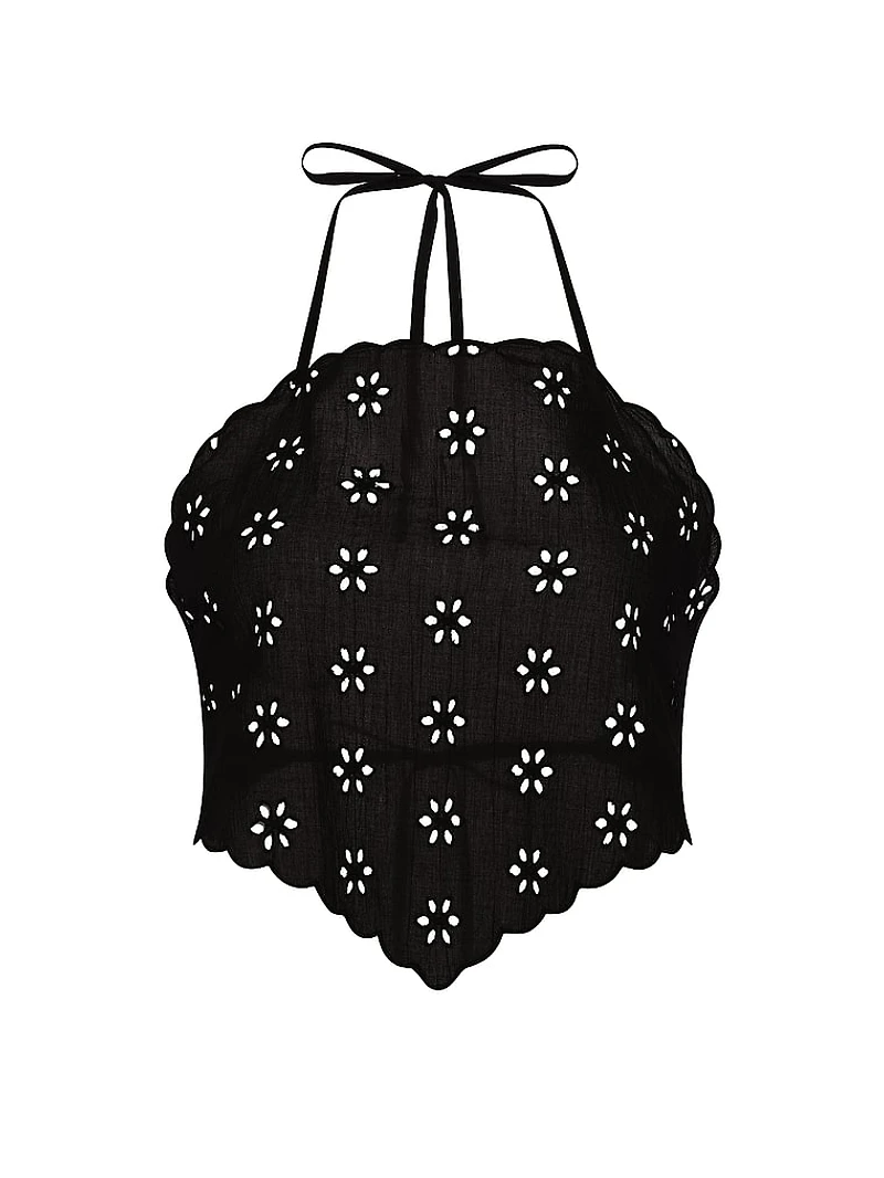 Beachwear Eyelet Handkerchief Halter Top