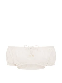 Beachwear Cotton Gauze Off-the-Shoulder Crop Top